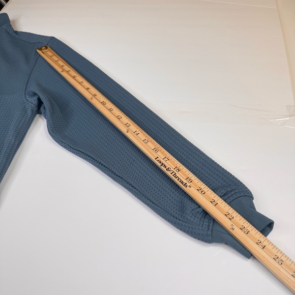 Straight Down Pullover Men's Small Blue Waffle Knit Petrol Optic 1/4 Zip Golf - Picture 10 of 12
